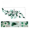 Peigne à cheveux argenté avec strass verts et perles pour mariée, 16cm sur 7cm - Vert (HS-J6628SGREEN)