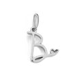 Silver stainless steel letter B pendant with hollow heart detail in polished finish - Letter B / Silver