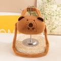 Brown Capybara plush crossbody bag with top handle and soft adjustable shoulder strap - Sleeping Capybara / 20cm