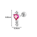Orecchino a croce in argento con zircone a cuore rosa e chiusura a vite sicura - Stile Croce Cuore Argento (2618-6# Argento)