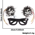 Halloween decorative glitter glasses with black tinsel balls and skull motifs - Style A (Cowboy Hat Skull)