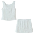 Completo bianco con paillettes composto da crop top senza maniche e minigonna - S / Bianco
