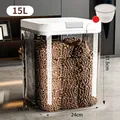 Contenedor hermético de 15L para comida de mascotas con taza medidora y cuerpo claro - 15L / Gris Marfil