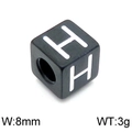 8mm black square stainless steel bead with white letter H for DIY jewelry crafting - Letter H Black (KLJ1173-Z)