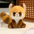 Cute lying red panda plush toy with a striped tail and fluffy orange fur on a desk - Red Panda Sitting Style (B)
