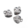 Tre ciondoli a cuore in argento con diamanti centrali realizzati in acciaio inox - Ciondolo con Strass / Argento Cuore