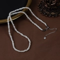 French style natural white freshwater pearl necklace with adjustable S925 silver clasp - Small Rice Pearl Necklace / White