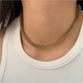 Collier maille dorée épaisse avec texture tressée pour un style hip-hop rétro - Style Maillage Tissé Doré (KD795)