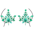 Sparkling green and clear acrylic rhinestone chest body stickers with floral pattern - Pattern 111