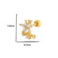 Golden flower cartilage earring with pink zircon and pearl detail, size 1.02cm by 0.75cm - Sunflower Style (HSPJ0102) / 9# Golden Yellow