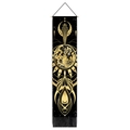 Bohemian black wall hanging with gold moon and sun patterns and elegant tassels - 32.5x130cm / Style 15 (Black Gold Sun Moon Celestial)