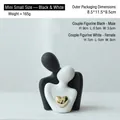 Modern abstract couple statues in black and white with a golden heart for home decor - B495-0005 Mini Black And White