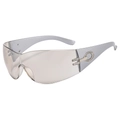 Futuristic silver cycling sunglasses with Y2K aesthetic and oversized shield lenses - Silver Frame Gradient Silver Lens