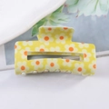 Pinza para el pelo rectangular amarilla con vibrantes motivos florales en naranja y blanco - Amarillo Floral