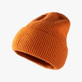 Classic ribbed knit beanie in burnt orange color for winter warmth and outdoor style - Orange Yellow