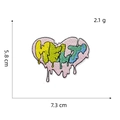 Pink heart embroidery patch with colorful MELT letters, size 5.8x7.3cm for clothing - Pink Melting Heart Patch