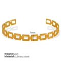 7mm wide gold plated stainless steel hollow rectangular chain link cuff bracelet - Rectangular Hollow Link (SZ84) / Gold