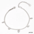 Bracelet de cheville en acier inoxydable argenté avec chaîne serpent et zircons - Argent Avec Zircon Blanc (JAP359)
