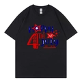 Black cotton t-shirt with American Flag heart design and Happy 4th of July slogan - Black 318 / XS