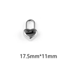 Polished silver stainless steel heart lock pendant charm measuring 17.5mm by 11mm - Polished Heart Lock Charm (P00086S)
