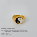 Anello in acciaio inossidabile dorato con classico simbolo Yin Yang nero e bianco - Circonferenza 54MM-US7 / Confezione da 10 / Oro 18K