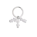 Silver stainless steel keychain featuring cartoon boy girl and pet dog pendants charm - 1 Dog 1 Girl 1 Boy / Silver