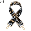 Close-up of a wide geometric woven shoulder strap with gold-tone lobster clasps and hardware - Light Blue (J-8)