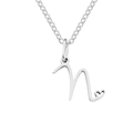 Silver stainless steel necklace featuring letter N pendant with heart detail - Letter N (N-Silver) / Steel Color