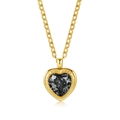 Elegant gold-tone heart necklace with a faceted dark crystal pendant on white background - Gold Heart Black Gemstone
