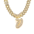 Golden butterfly Cuban chain necklace with sparkling iced-out letter V pendant - Gold Letter V
