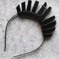 Detail of gothic black moon headband with crystals and handcrafted wire wrapping - Black Headband/Small Black Moon/Obsidian Crystal