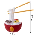 Birthday cake topper of traditional longevity noodles bowl with golden Fu character - Vinyl Longevity Noodle Bowl