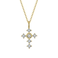 Elegante collar de plata S925 dorada con colgante de cruz de circonita para mujer - 45cm / Estilo Oro 14K Galvanizado / Dorado