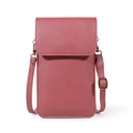 Pink pebbled leather touchscreen phone bag with adjustable gold hardware shoulder strap - Touchscreen / Deep Pink