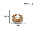 Adjustable golden stainless steel open ring with twisted rope texture and 0.63cm height - Spiral Texture Open Ring / Gold
