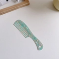Minzgrüner Azetat-Kamm mit Marmormuster, breiten Zinken und praktischem Handgriff für Haare - Acetat 18.5cm / Cyan