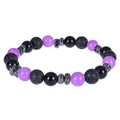 Volcanic rock and purple crystal beaded bracelet with hematite spacers for men and women - Purple Jade