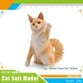 Modello realistico di gatto Maine Coon giallo, posa seduta con trama di pelliccia fine - Maine Coon Giallo (PL127-1835)