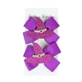 Set di due fiocchi per Halloween viola con cappelli da strega glitterati rosa - Fiocco Cappello da Strega / Viola scuro