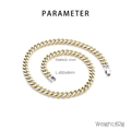 Details einer zweifarbigen Gold-Silber-Cuban-Kette aus Edelstahl mit Maßangaben - Gold Silber Zweifarbig Panzerkette (KN225274-Z)