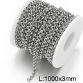 Silver stainless steel rolo chain roll for DIY jewelry making, 3mm width 1000mm length - Silver 3mm Rolo Chain (KLJ8683-Z)