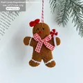 Brauner Lebkuchenmann-Anhänger aus Plüsch mit Zuckerstange für Weihnachtsbaumdekoration - Lebkuchenmann C