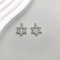 Pair of antique silver hollow star charms made of alloy for DIY jewelry making - 1Pc Antique Silver Star 17*22mm