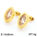 18K gold-plated teardrop stud earrings with clear gemstone inserts 14x8mm size - Gold Marquise Gemstone Earrings (KE110086-KLX)