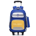 Blue rolling backpack with yellow pockets, detachable trolley, and matching pencil case - Royal Blue (No Trolley)