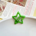 Vibrant grass green star-shaped metal hair clip with a smooth lacquer finish - Green