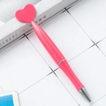 Pink heart-shaped plastic ballpoint pen with silver metallic accents for gifts - Hot Pink