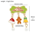 Christmas enamel brooch with green bone plaque, gingerbread man and bell pendants - Merry And Bright