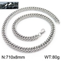 Collana a catena barbazzale in acciaio argento 8mm larghezza 710mm con chiusura - 8mm x 710mm (KN233086-ZZ)