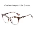 Cat eye glasses frames with vintage brown gradient leopard pattern and clear lenses - Leopard Gradient